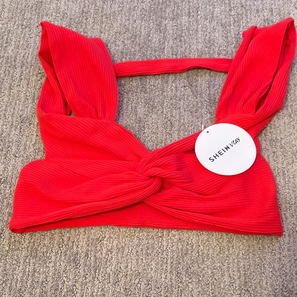 SHEIN Vibrant Red Twist Front Tank Top